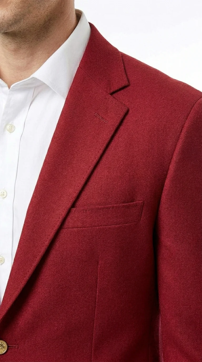 Men’s Burgundy Wine Maroon Dress Casual Blazer with Notch Lapel, Designer Fashion Sportscoat - Image 5