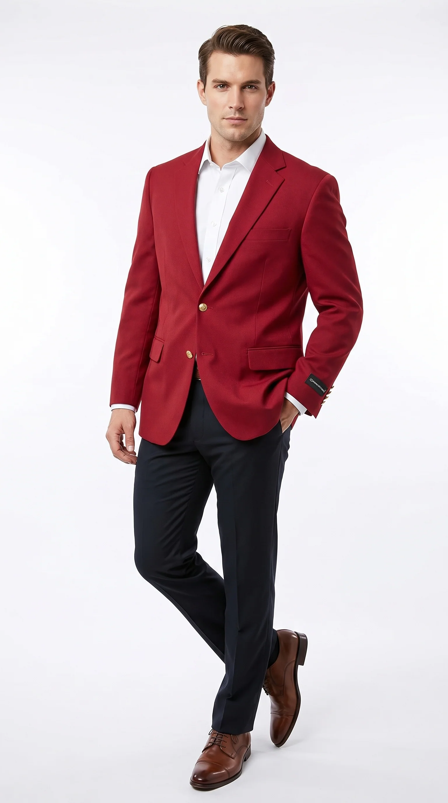 Men’s Burgundy Wine Maroon Dress Casual Blazer with Notch Lapel, Designer Fashion Sportscoat - Image 6