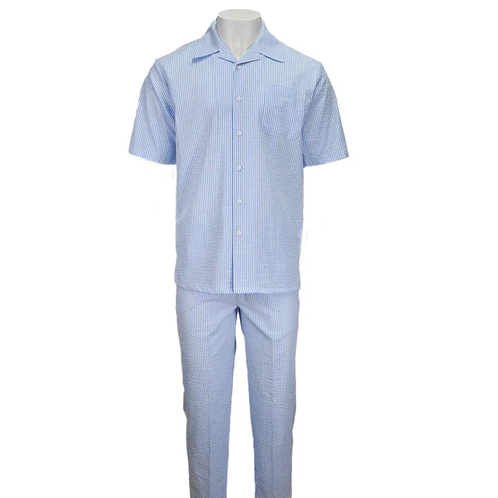 Mens 2-Piece Light Blue Seersucker Summer Set - Image 2
