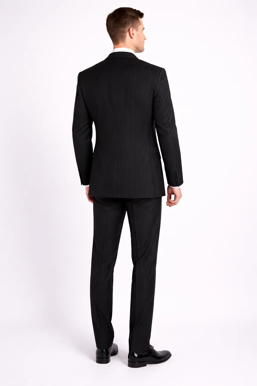 Men'S 3-Piece Black Bold White Chalk Bold Pinstripe Vested Cheap Priced Business Suit Clearance Sale - Image 2