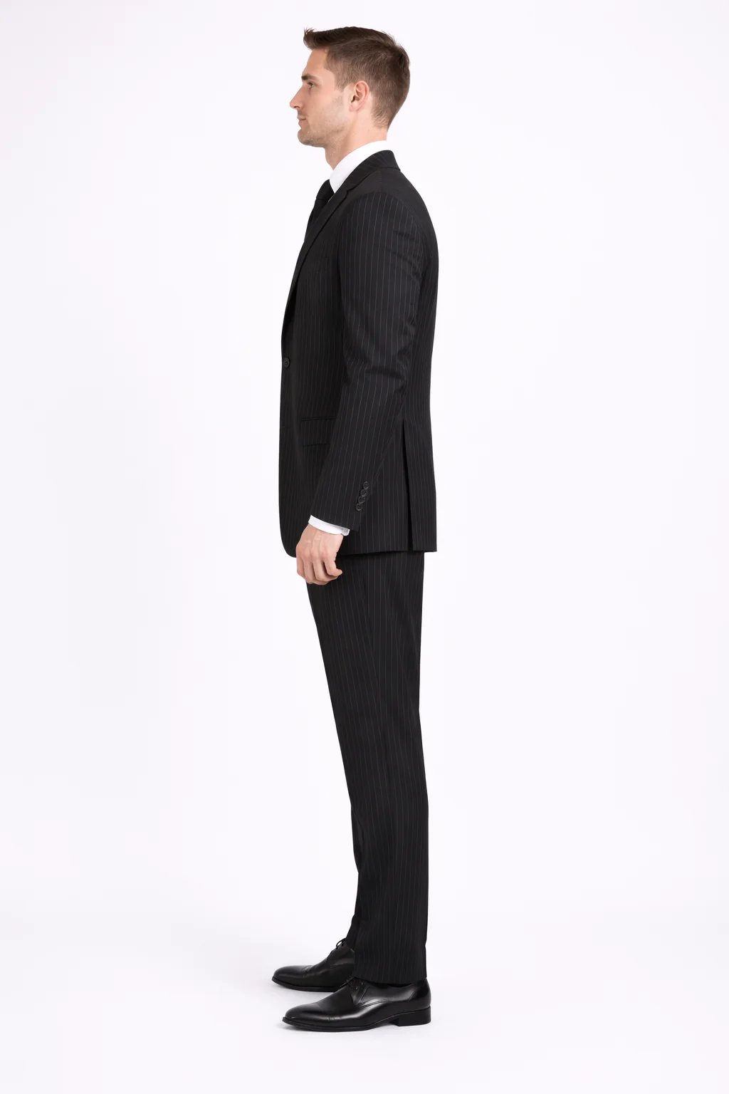 Men'S 3-Piece Black Bold White Chalk Bold Pinstripe Vested Cheap Priced Business Suit Clearance Sale - Image 3