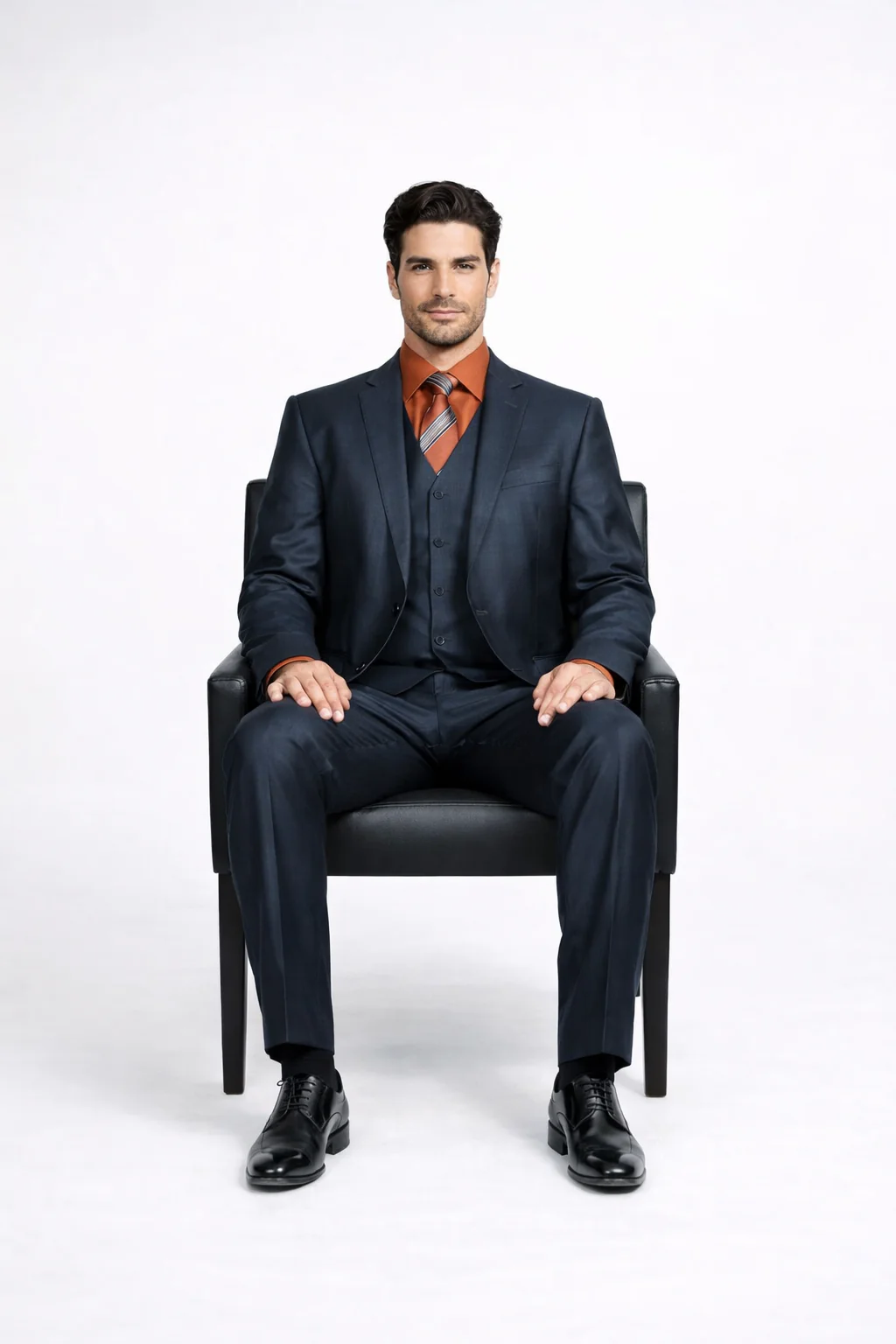Men'S 3 Piece Sharkskin Suit Flat Front Pants Shiny Flashy Satin Silky Metallic Blue - Image 5