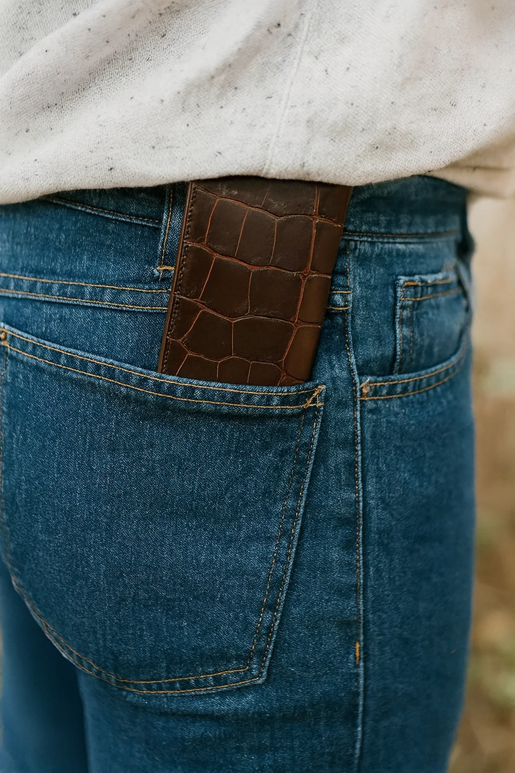 Men's Genuine Exotic Animal Skin Ferrini Hornback Crocodile Card Holder by Ferrini USA - Image 5