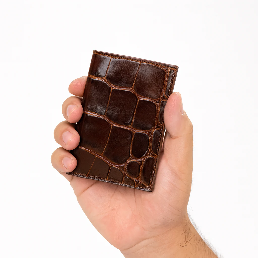 Men's Genuine Exotic Animal Skin Ferrini Hornback Crocodile Card Holder by Ferrini USA - Image 7
