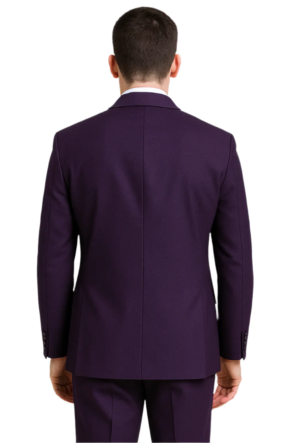 Mens Basic 2 Button Classic Fit Poplin Suit in Purple - Image 4