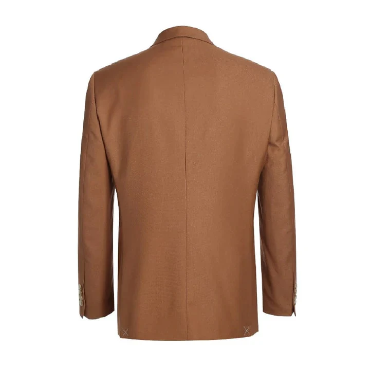 Mens Basic Two Button Slim Fit Suit in Rust - Image 3