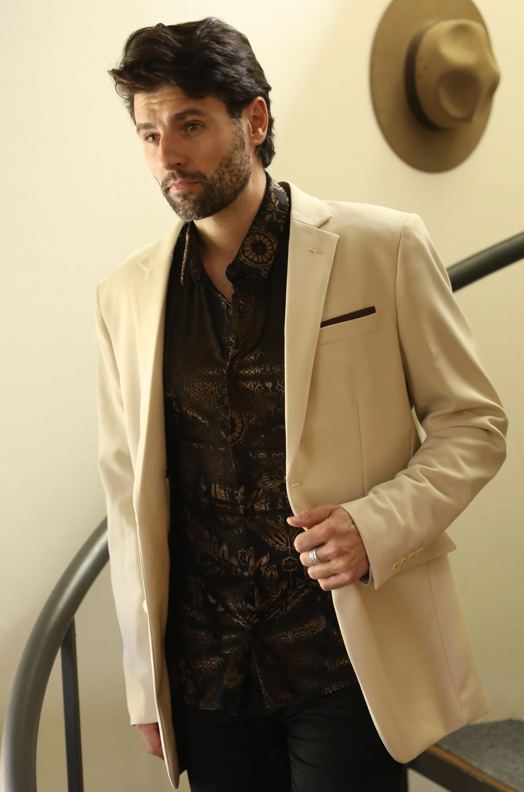 Men’s Beige Date Night Blazer – Tailored Modern Fit Stretch Jacket - Image 5
