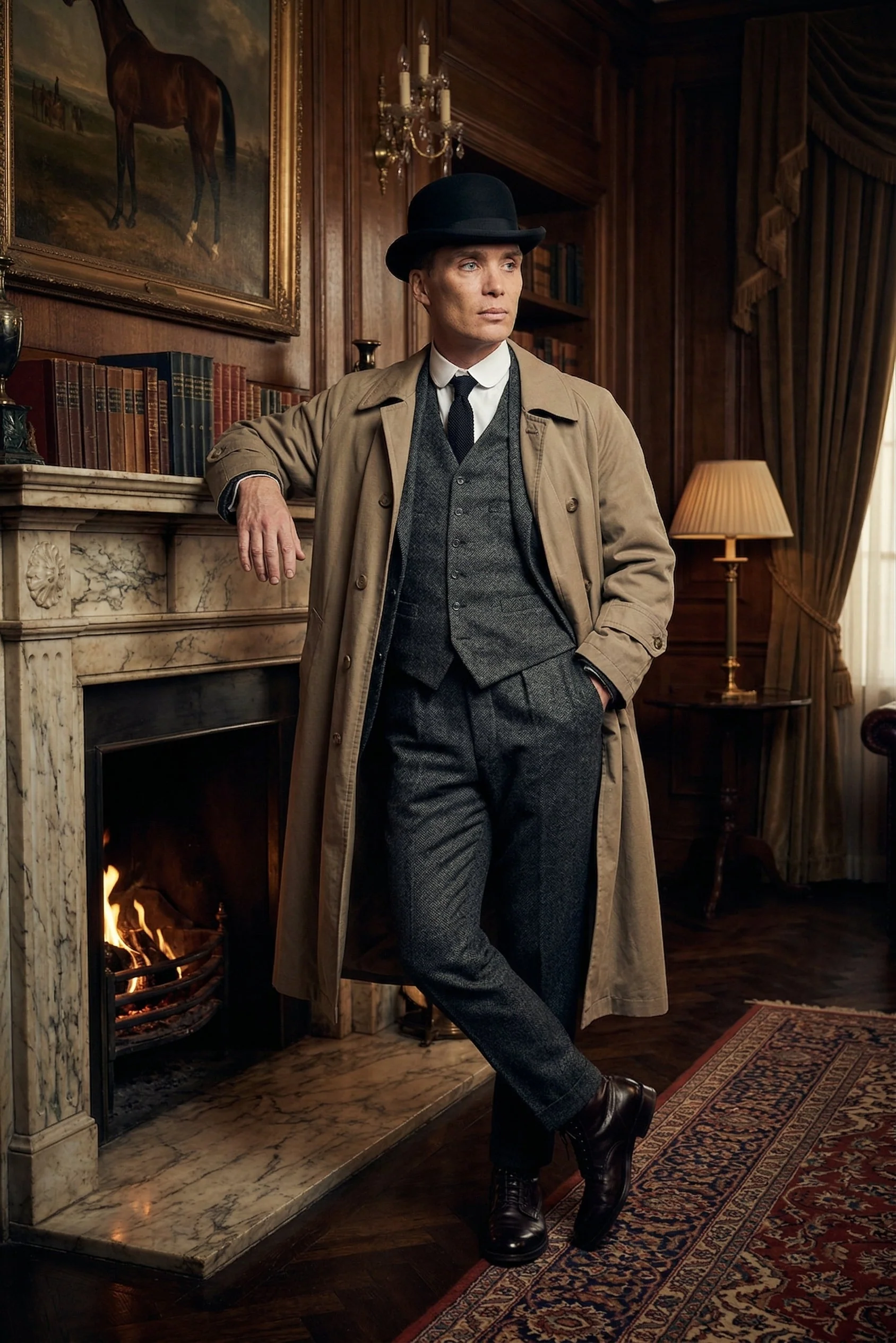 Mens Beige Vintage Style Trenchcoat Overcoat + Suit + Hat – Classic Long Trench Coat Inspired by Peaky Blinders Formal 1920s Package - Image 5
