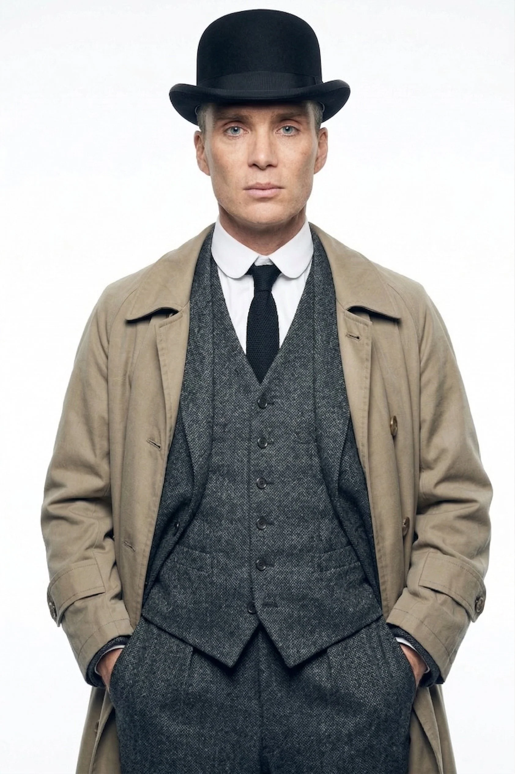 Mens Beige Vintage Style Trenchcoat Overcoat + Suit + Hat – Classic Long Trench Coat Inspired by Peaky Blinders Formal 1920s Package - Image 9