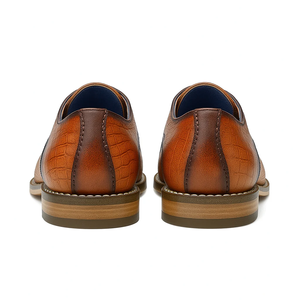 Belvedere Alex Ostrich Wingtip Dress Shoe – Cognac - Image 4
