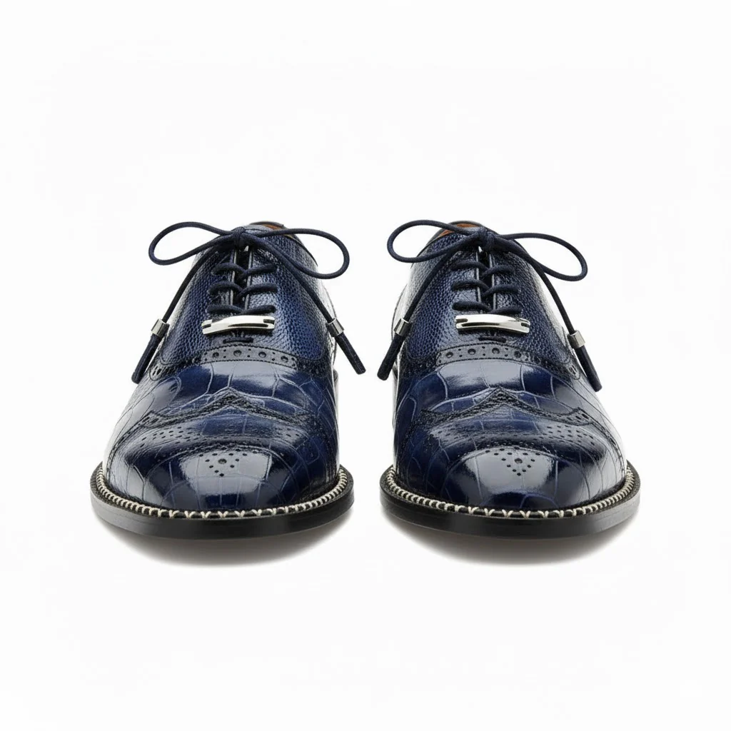 Belvedere Alex Ostrich Wingtip Dress Shoe – Cognac - Image 8