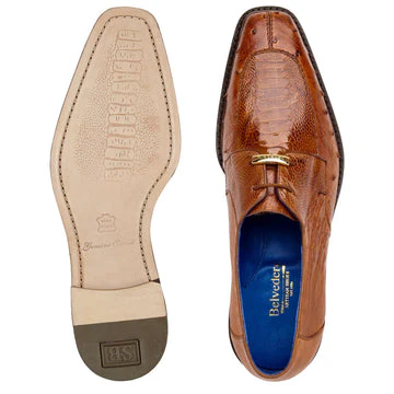 Belvedere Bolero Men's Ostrich Moc Toe Dress Shoe - Camel - Image 3