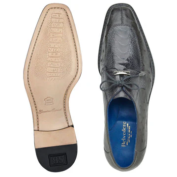 Belvedere Bolero Ostrich Moc Toe Dress Shoe in Grey - Image 3