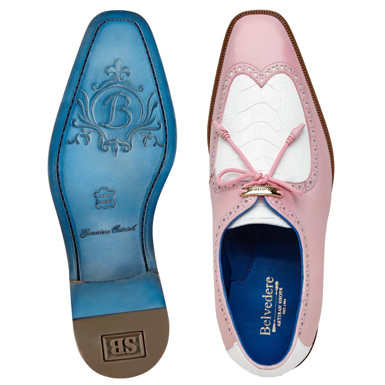 Men's Belvedere Etore Dress Shoe in Pink & White CLOSEOUT SIZE 9 | 9.5 - Image 3
