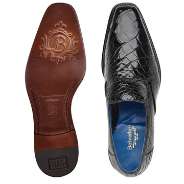Belvedere Genova Men's Genuine Alligator Black Slip-On Loafer - Image 3
