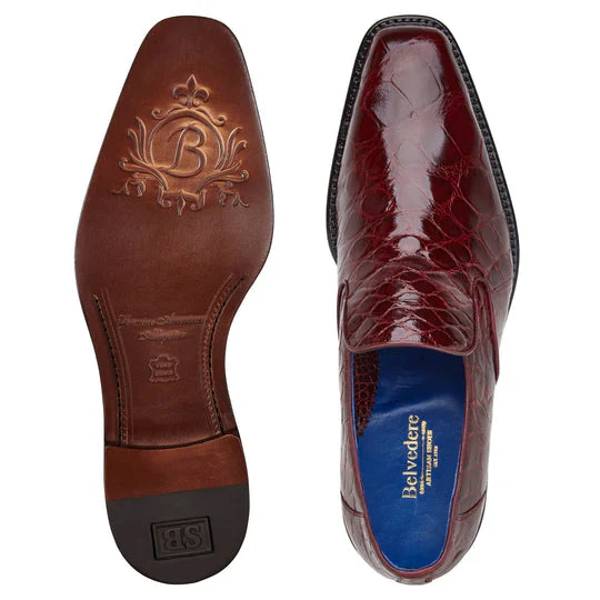 Belvedere Genova Burgundy Alligator Slip-On Loafer for Men - Image 3