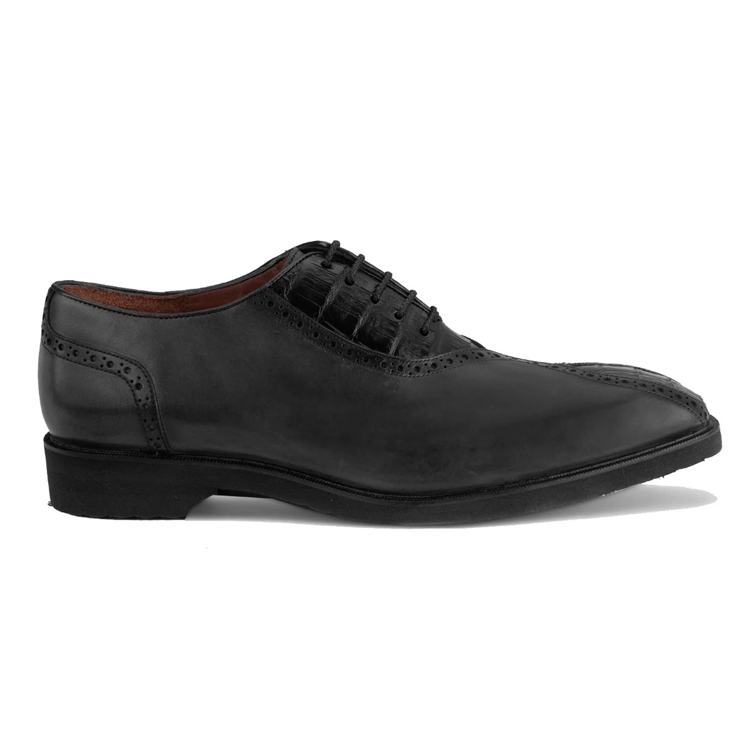 Belvedere Grant Calf Skin & Crocodile Split Toe Dress Shoe - Almond Tan & Brown - Image 5