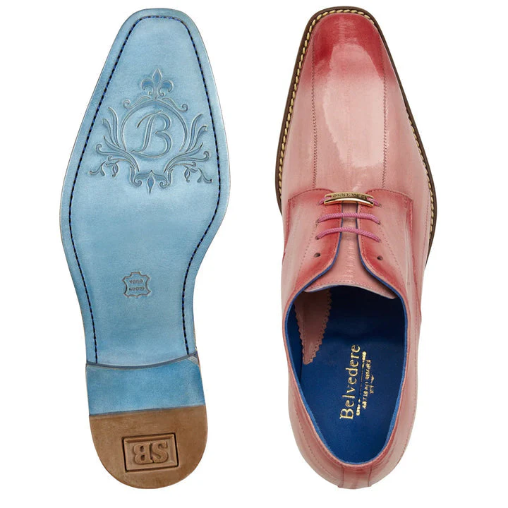 Belvedere Men's Hand Painted Eel Skin Dress Shoe – Antique Pink - Image 3