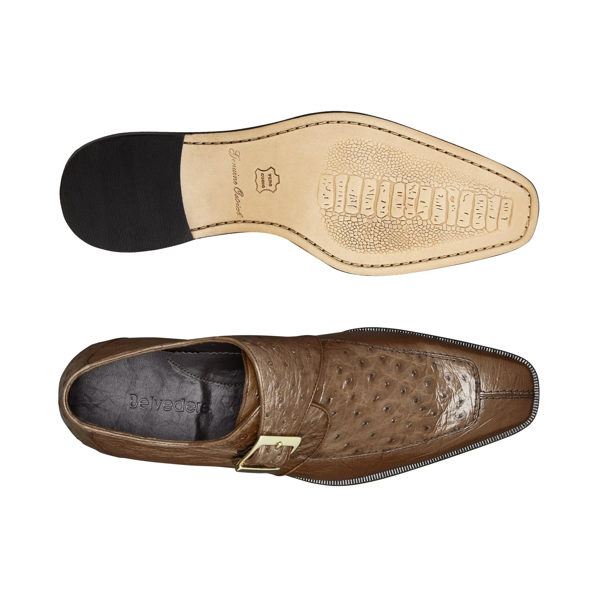 Belvedere Josh Ostrich Quill Monk Strap Shoe – Black - Image 4