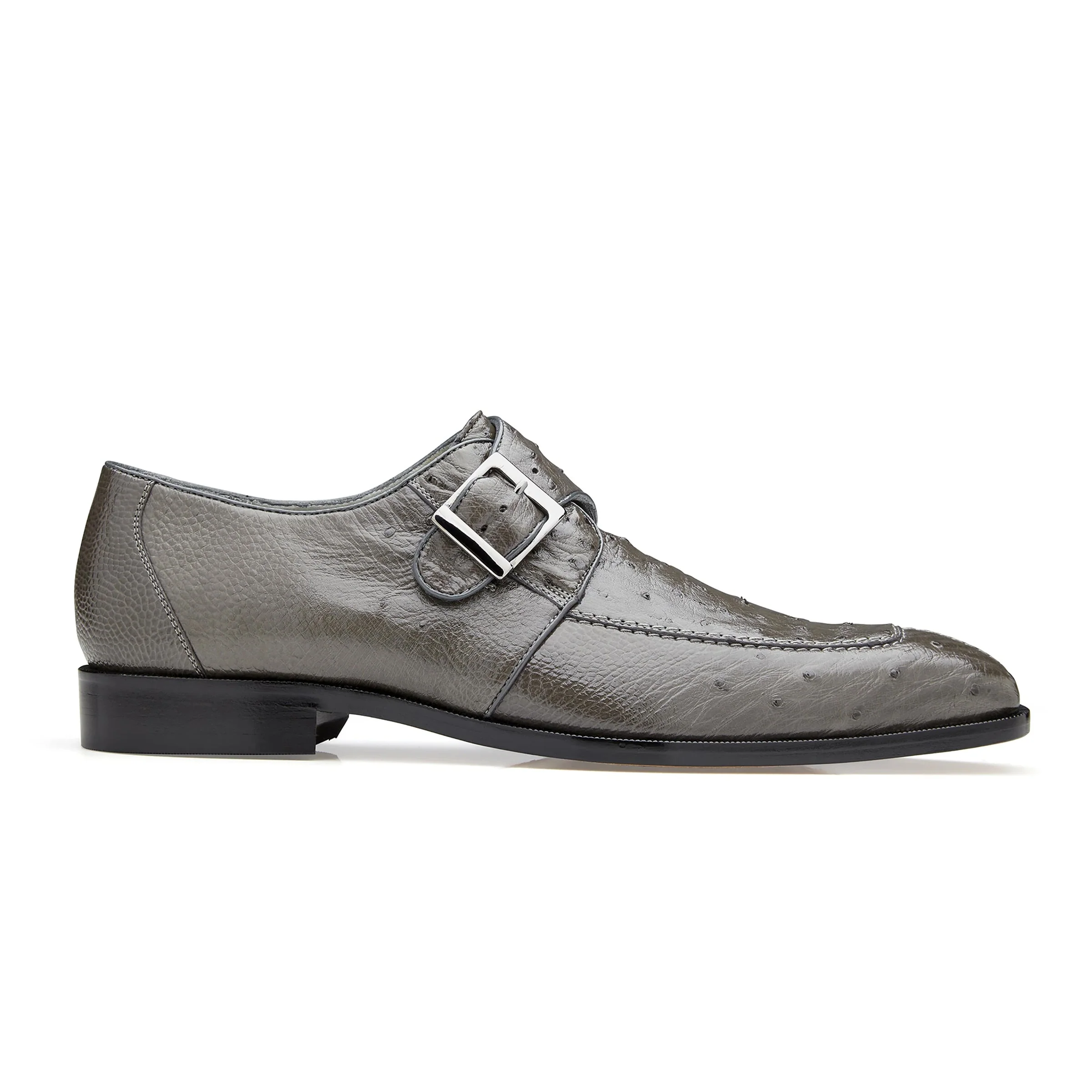Belvedere Josh Ostrich Quill Monk Strap Shoe – Black - Image 5