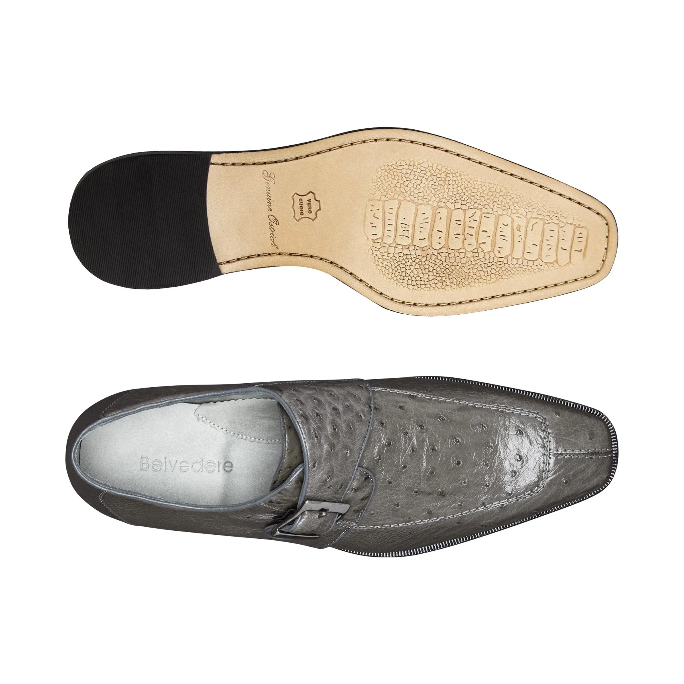 Belvedere Josh Ostrich Quill Monk Strap Shoe – Black - Image 6