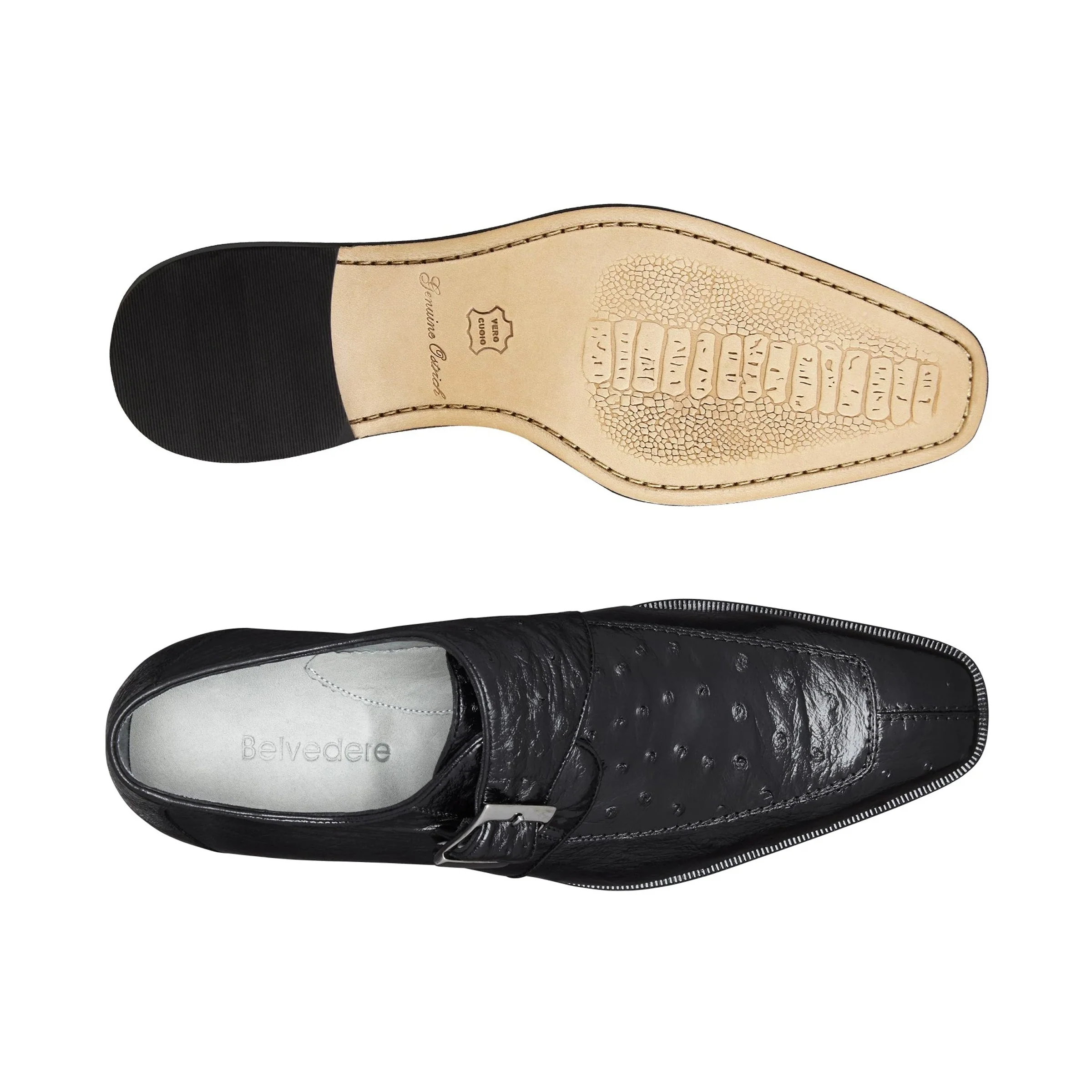 Belvedere Josh Ostrich Quill Monk Strap Shoe – White - Image 8