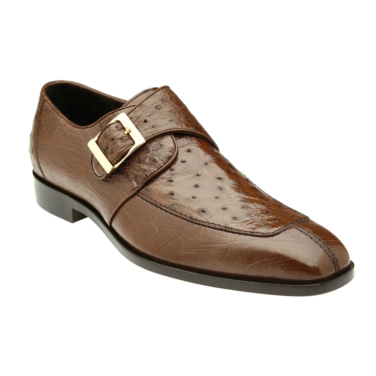 Belvedere Josh Single Monkstrap Ostrich Dress Shoe – Brown - Image 3