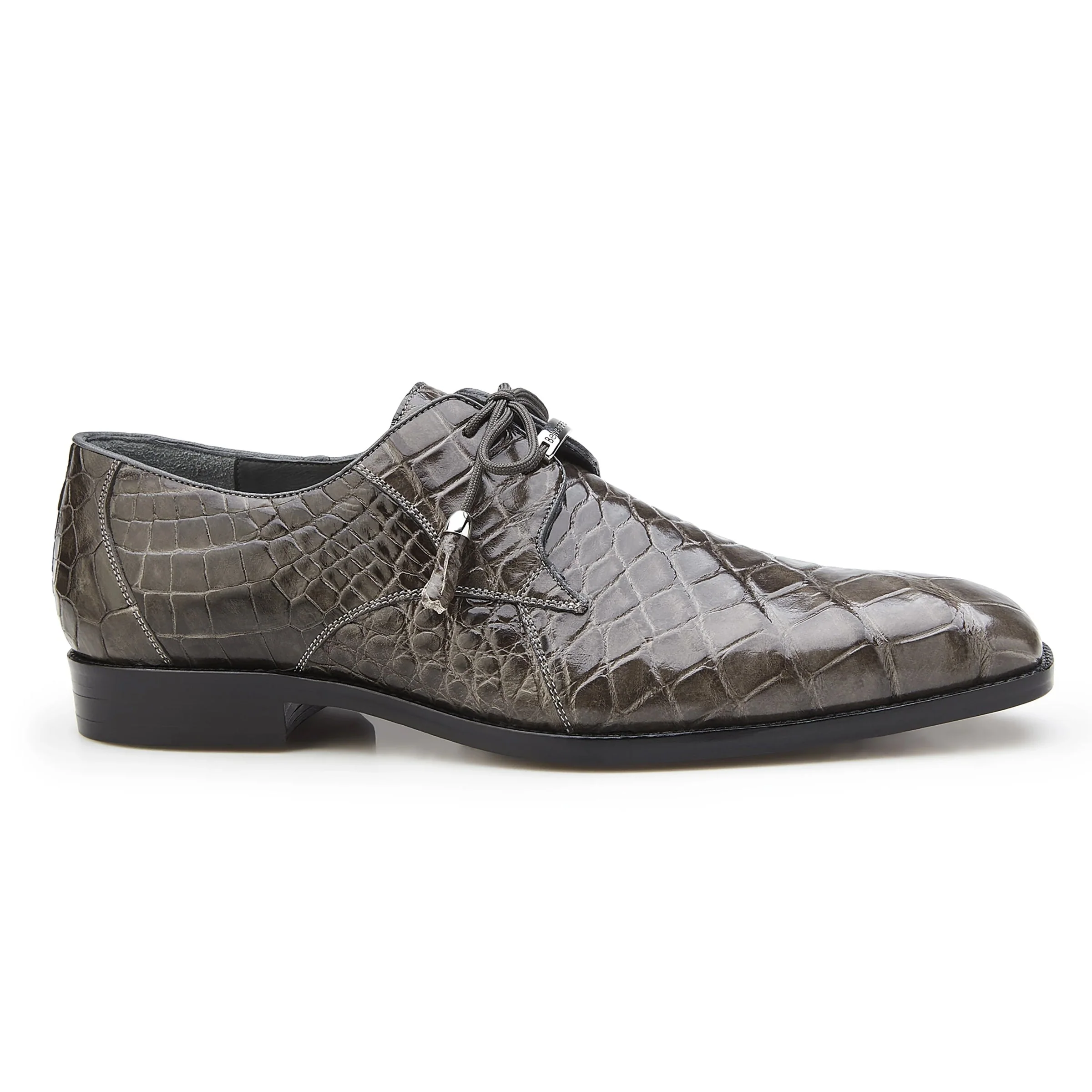 Belvedere Lago Grey Alligator Derby Dress Shoe for Men