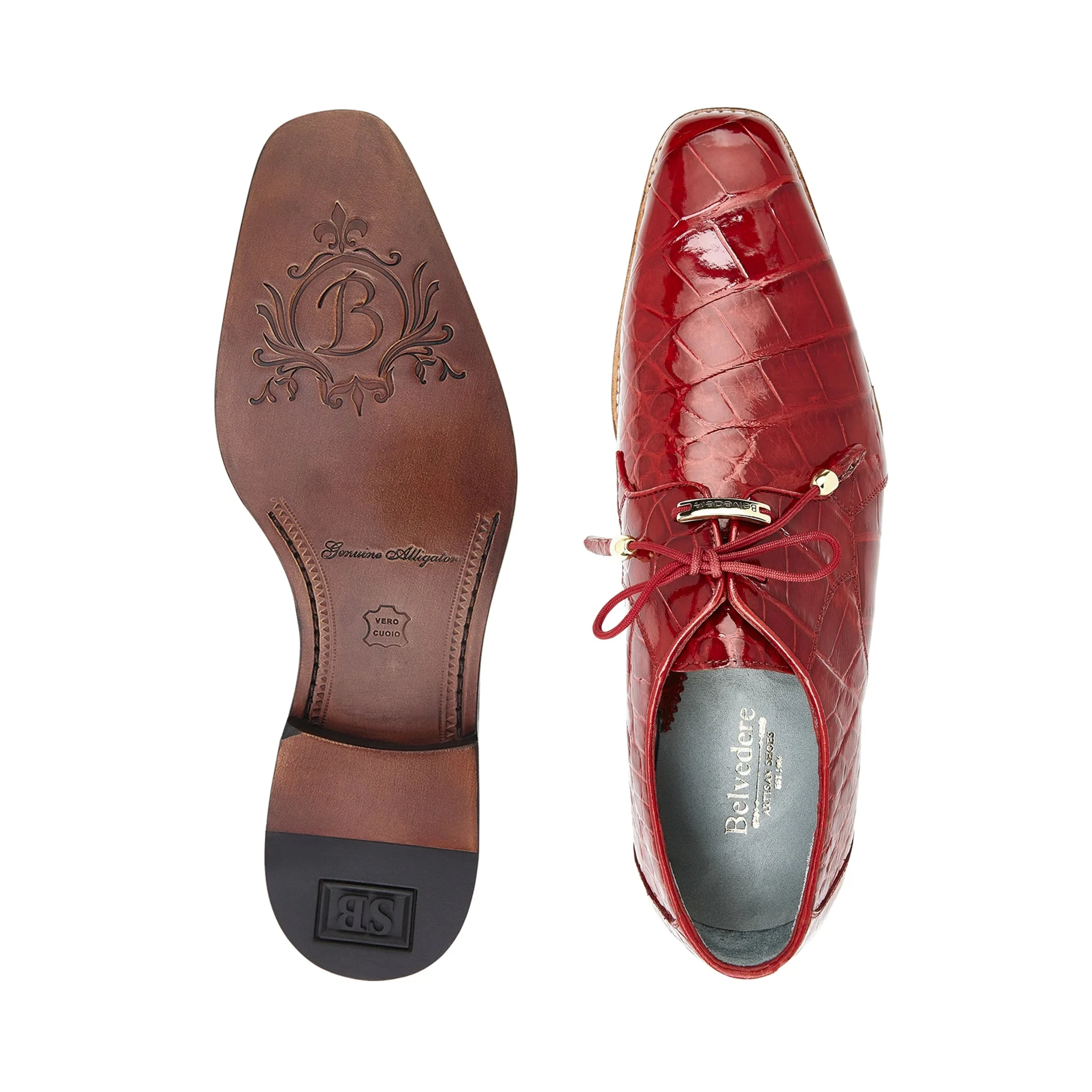Belvedere Lago Grey Alligator Derby Dress Shoe for Men - Image 6