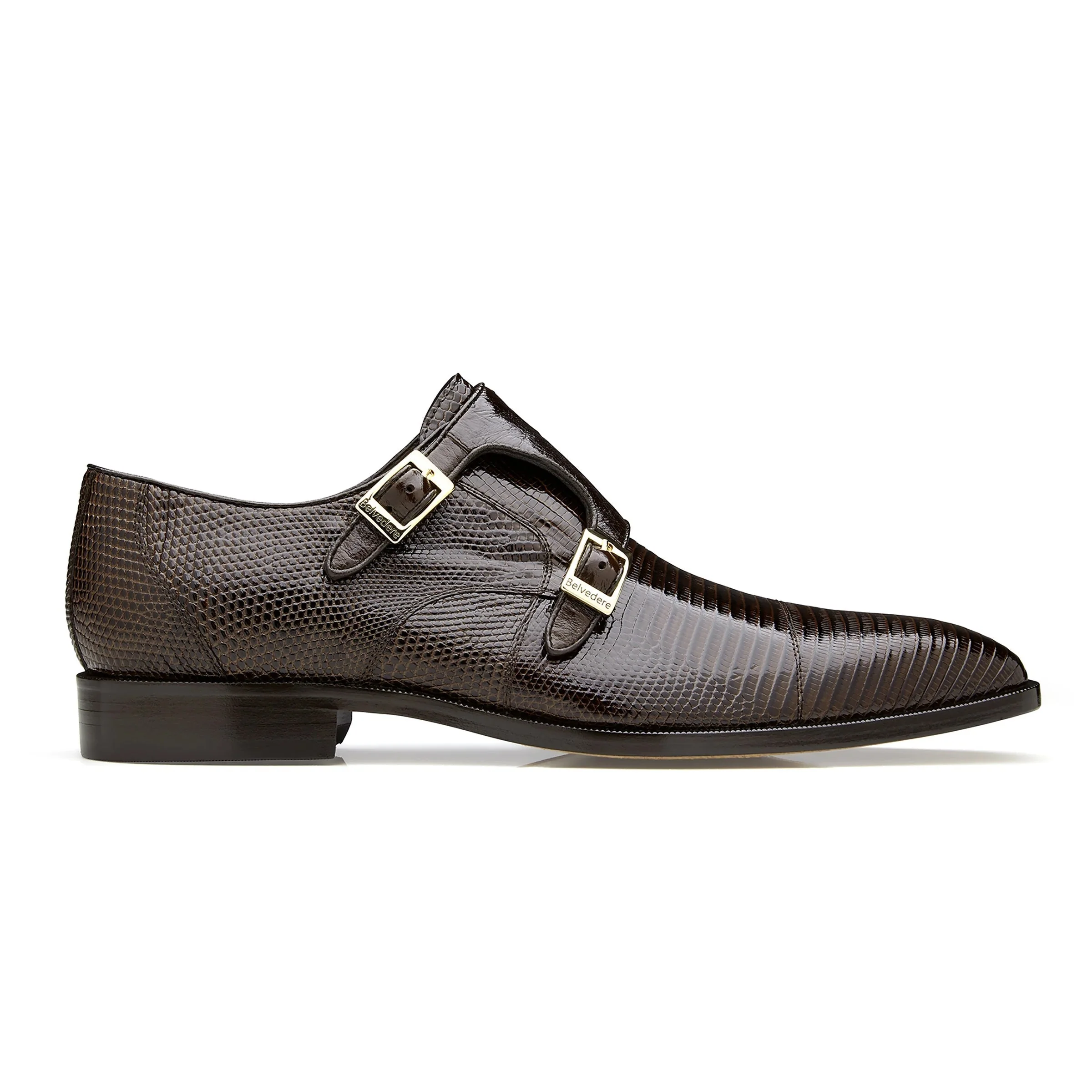 Belvedere Pablo Black Lizard & Ostrich Double Monk Dress Shoe - Image 3