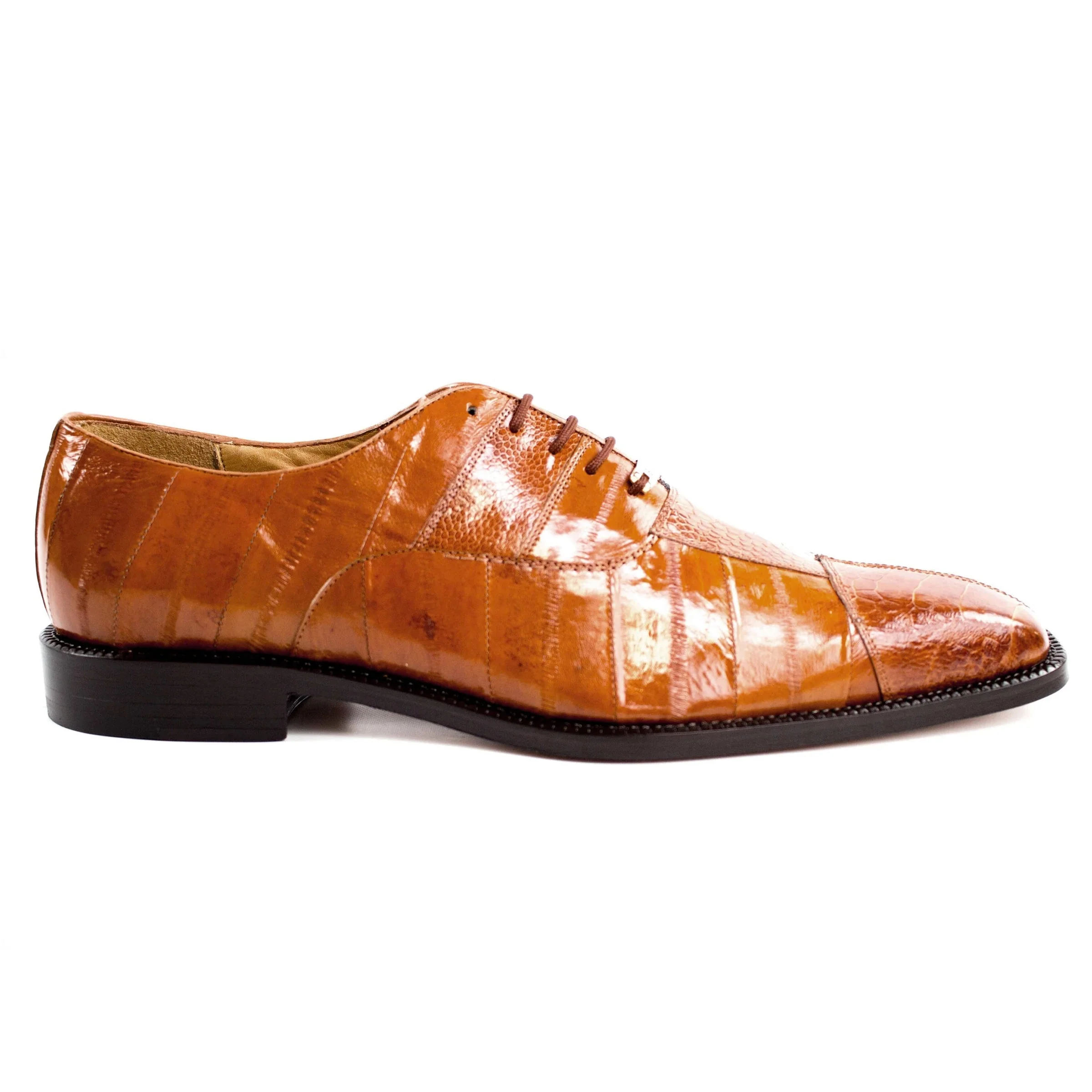 Belvedere Mare Eel & Ostrich Navy Cap Toe Men's Dress Shoe - Image 4