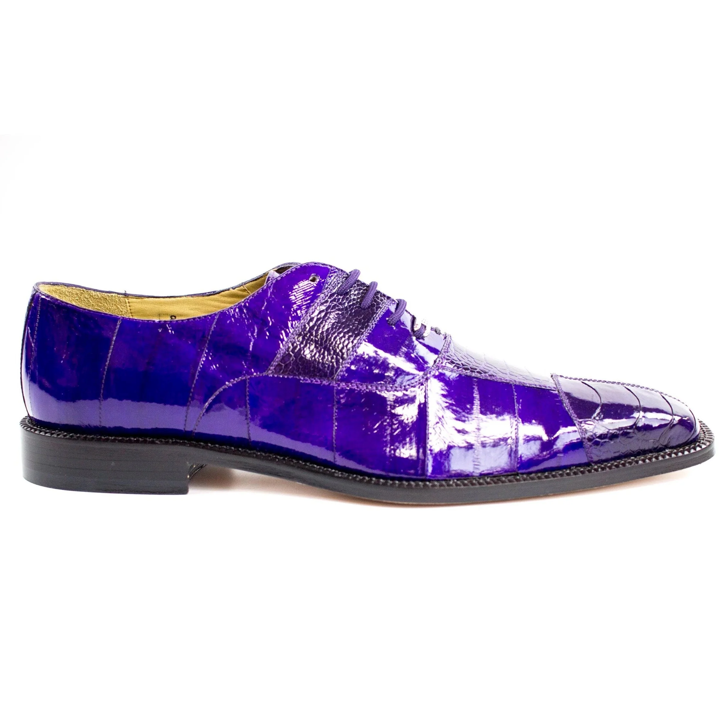 Belvedere Mare Eel & Ostrich Cap Toe Dress Shoe – Purple