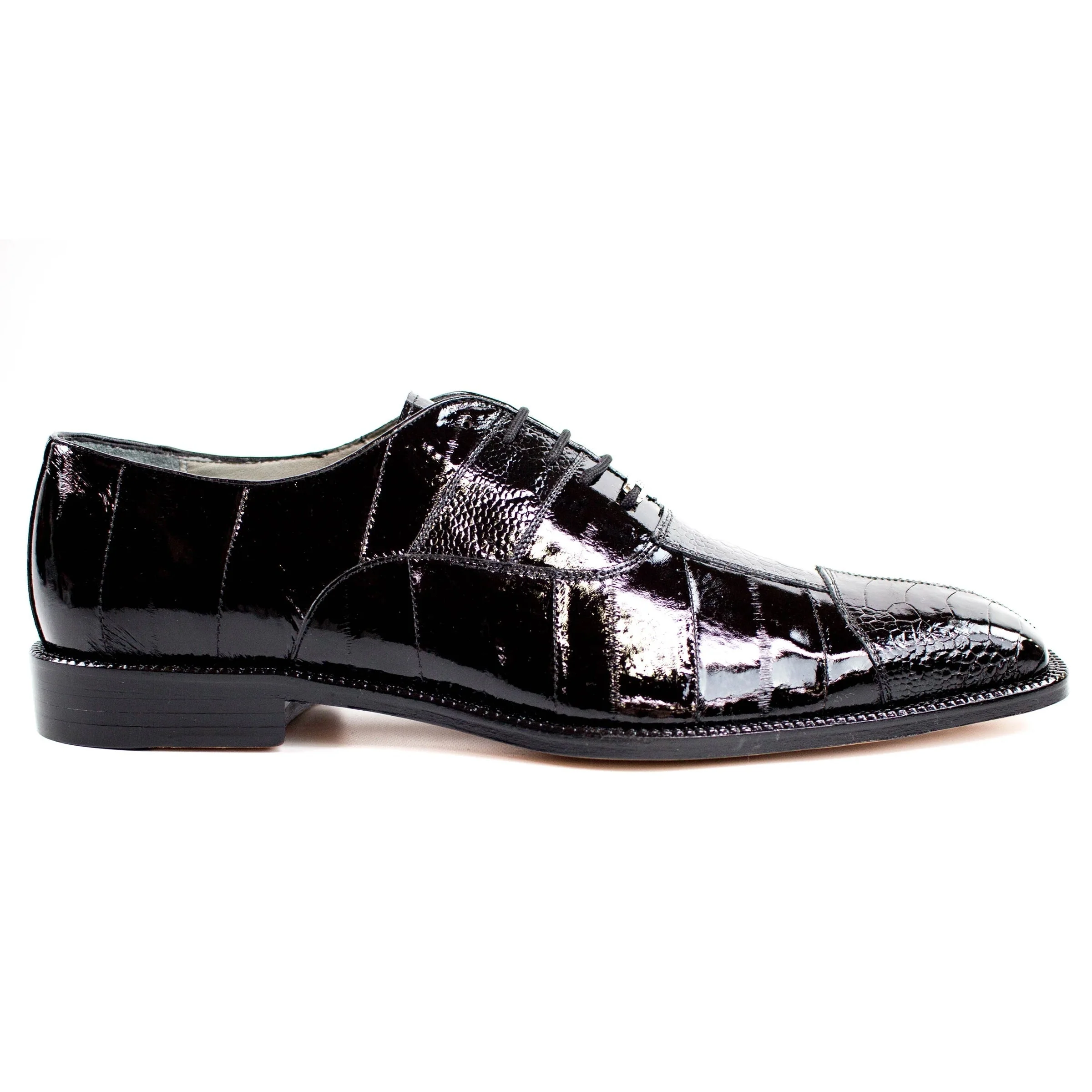 Belvedere Mare Eel & Ostrich Cap Toe Dress Shoe – Purple - Image 3