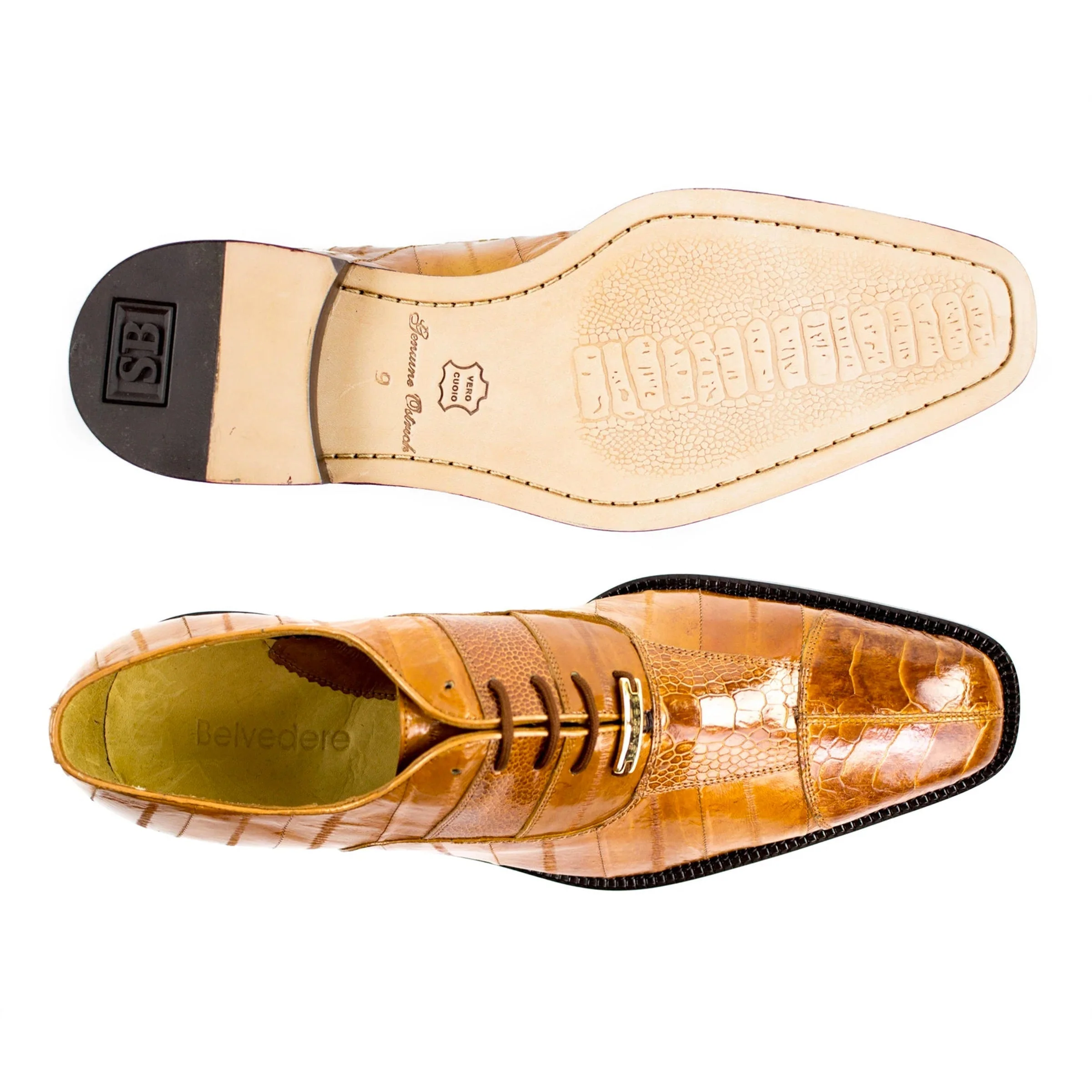 Belvedere Mare Eel & Ostrich Cap Toe Dress Shoe – Purple - Image 5