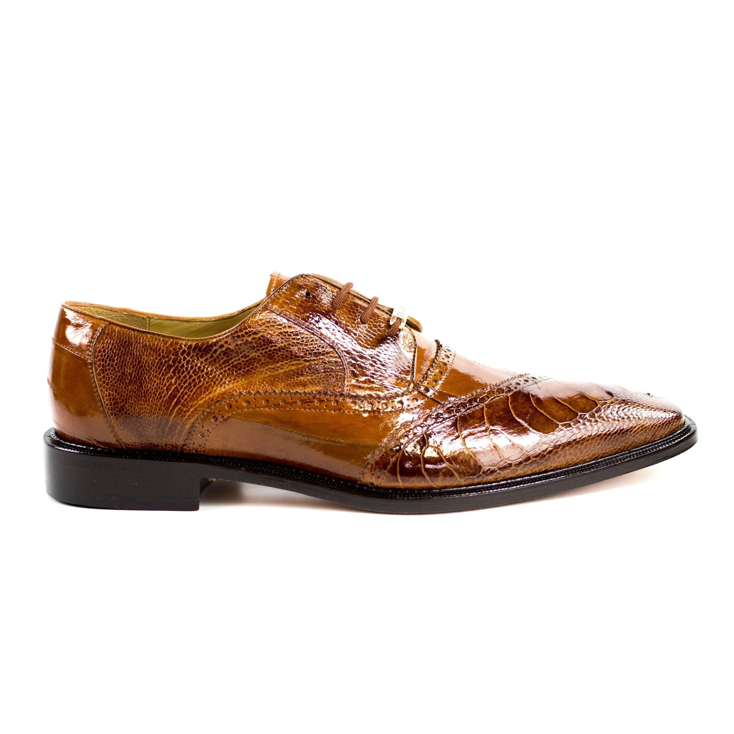 Belvedere Nino Red Ostrich & Eel Slant Cap Toe Dress Shoe for Men - Image 3