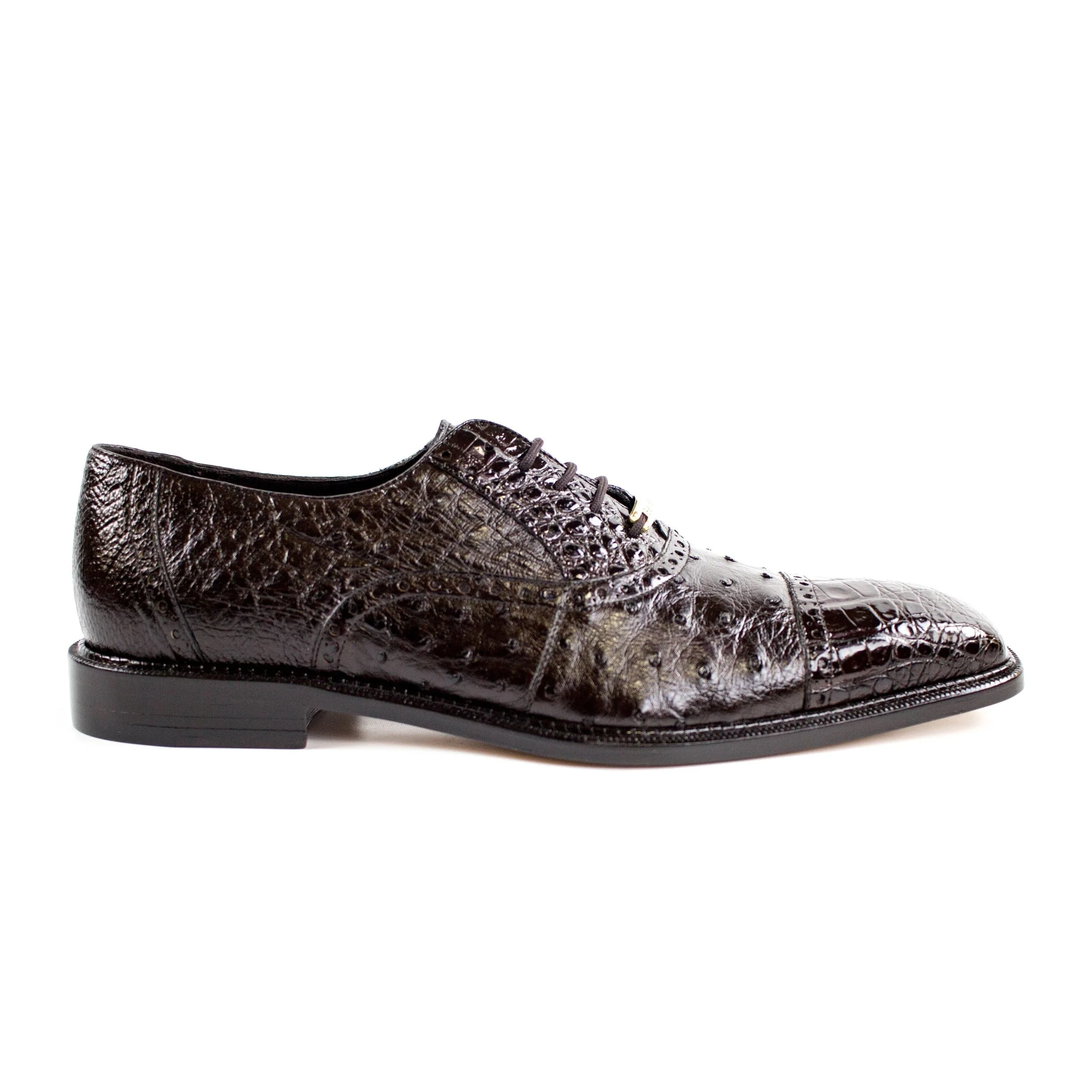 Belvedere Onesto Ostrich & Caiman Crocodile Dress Shoe – Grey - Image 4