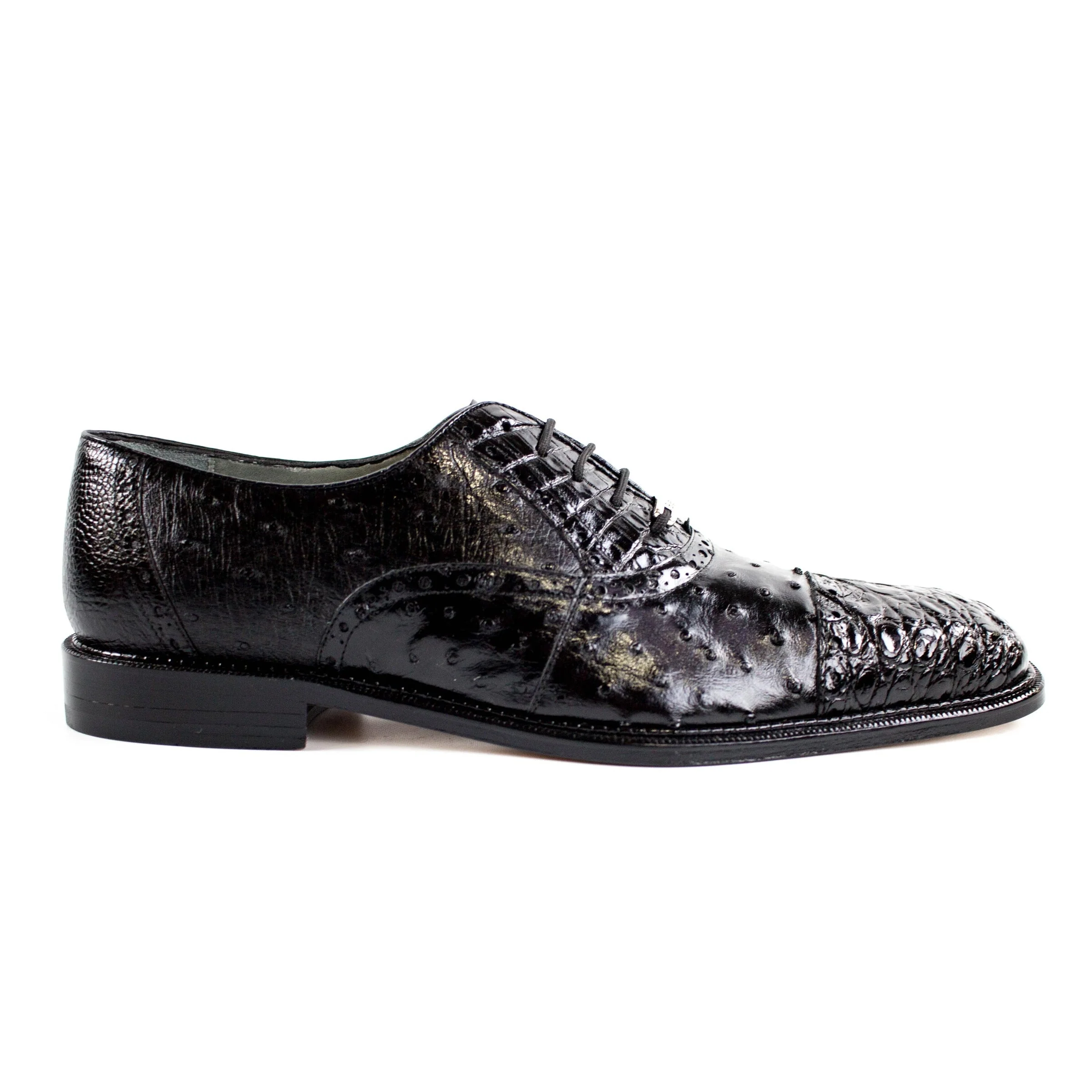 Belvedere Onesto Ostrich & Caiman Crocodile Dress Shoe – Grey - Image 5