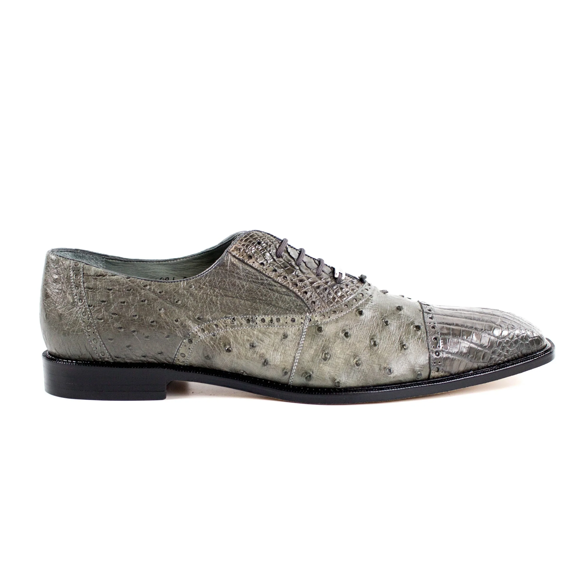 Belvedere Onesto Navy Ostrich & Caiman Crocodile Dress Shoe for Men - Image 4