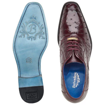 Belvedere Orlando Ostrich Quill Plain Toe Dress Shoe – Dark Burgundy - Image 3
