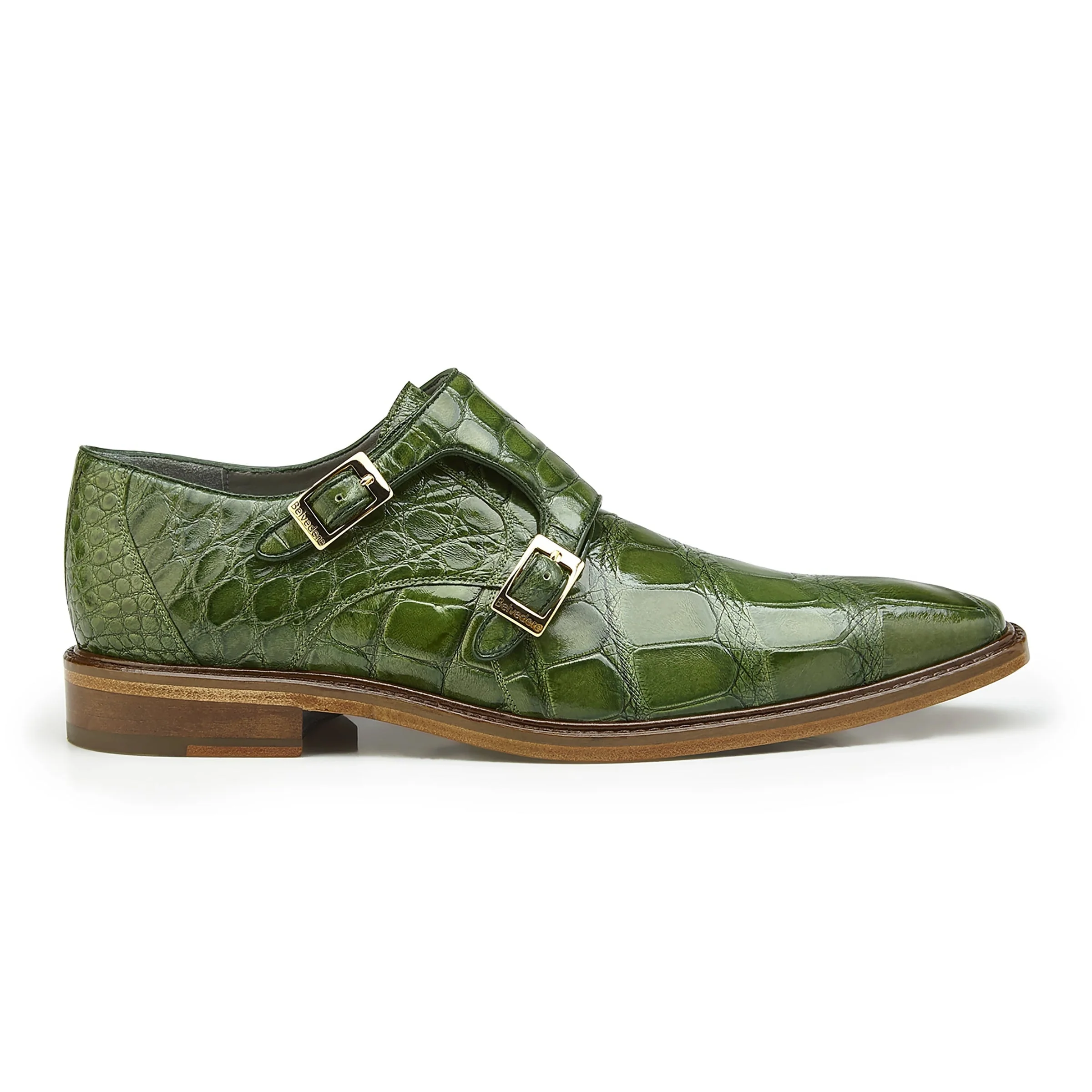 Belvedere Oscar Alligator Double Monk Strap Dress Shoe – Purple - Image 2