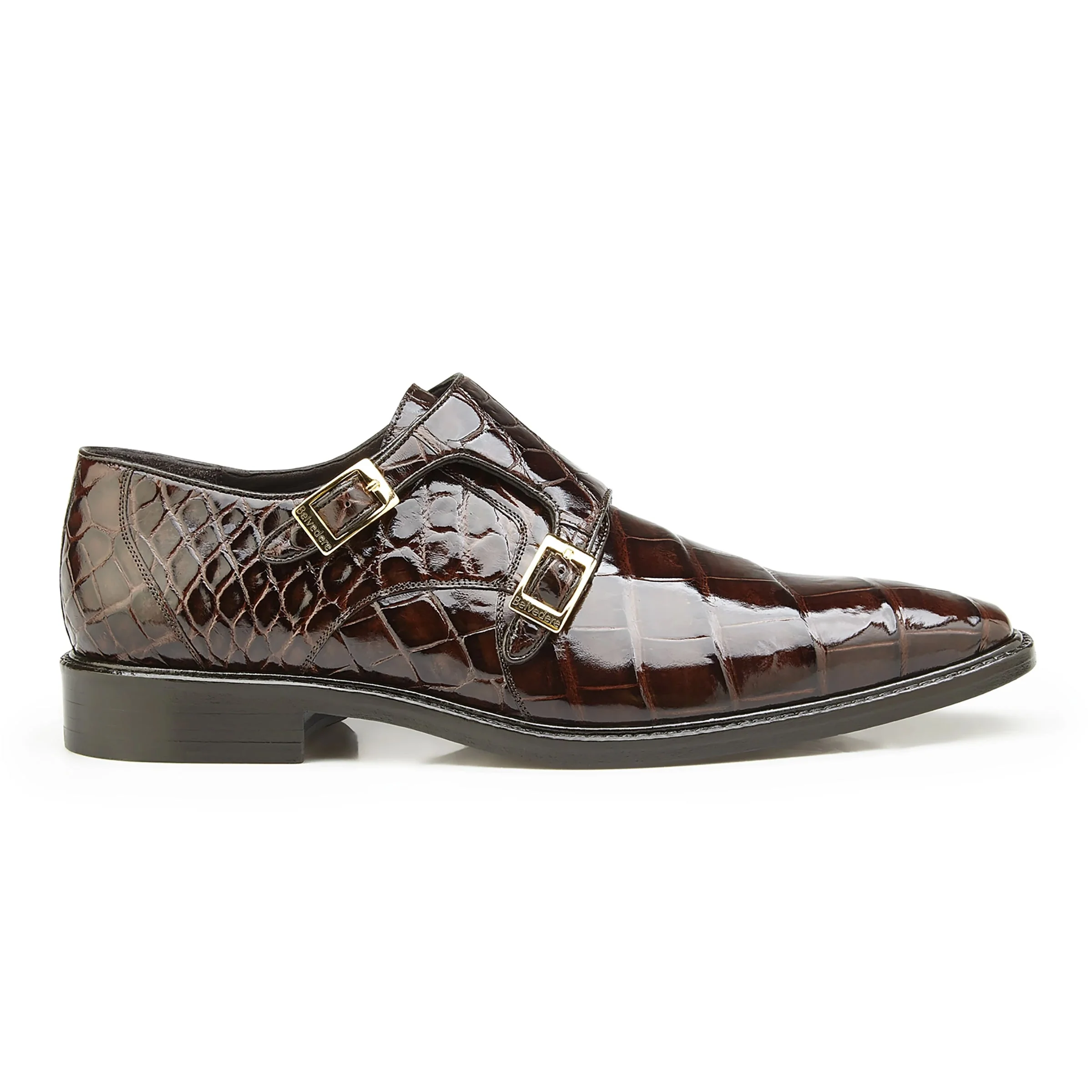 Belvedere Oscar Alligator Double Monk Strap Dress Shoe – Purple - Image 3