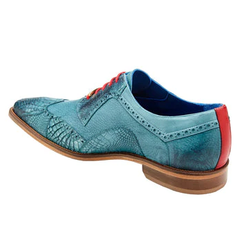 Belvedere Roberto Calf & Alligator Wingtip Dress Shoe – Antique Aqua Blue - Image 4