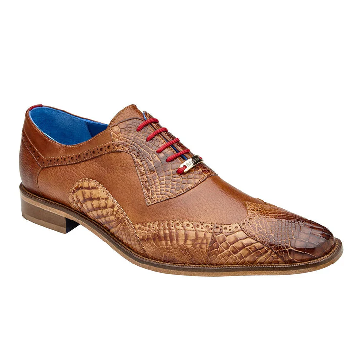 Men's Belvedere Roberto Calf & Alligator Wingtip Dress Shoe â Antique Saddle - Image 2