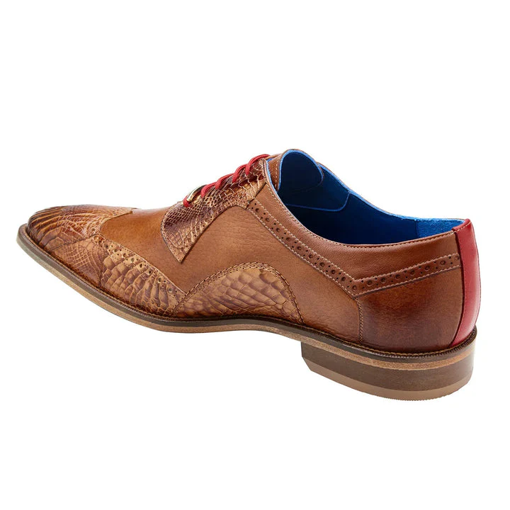 Men's Belvedere Roberto Calf & Alligator Wingtip Dress Shoe â Antique Saddle - Image 4
