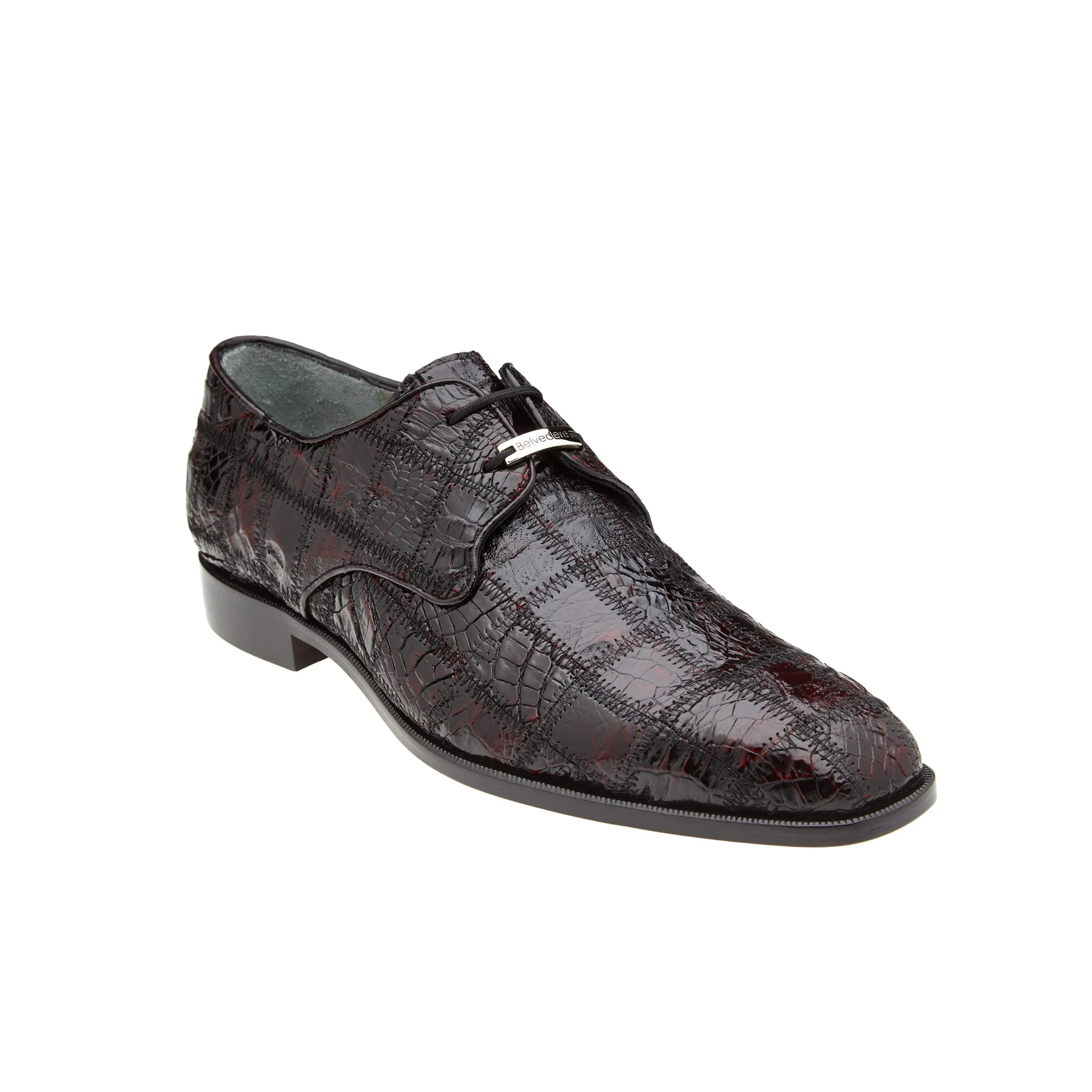 Belvedere Sabato Crocodile Patchwork Oxford in Black Cherry - Image 3