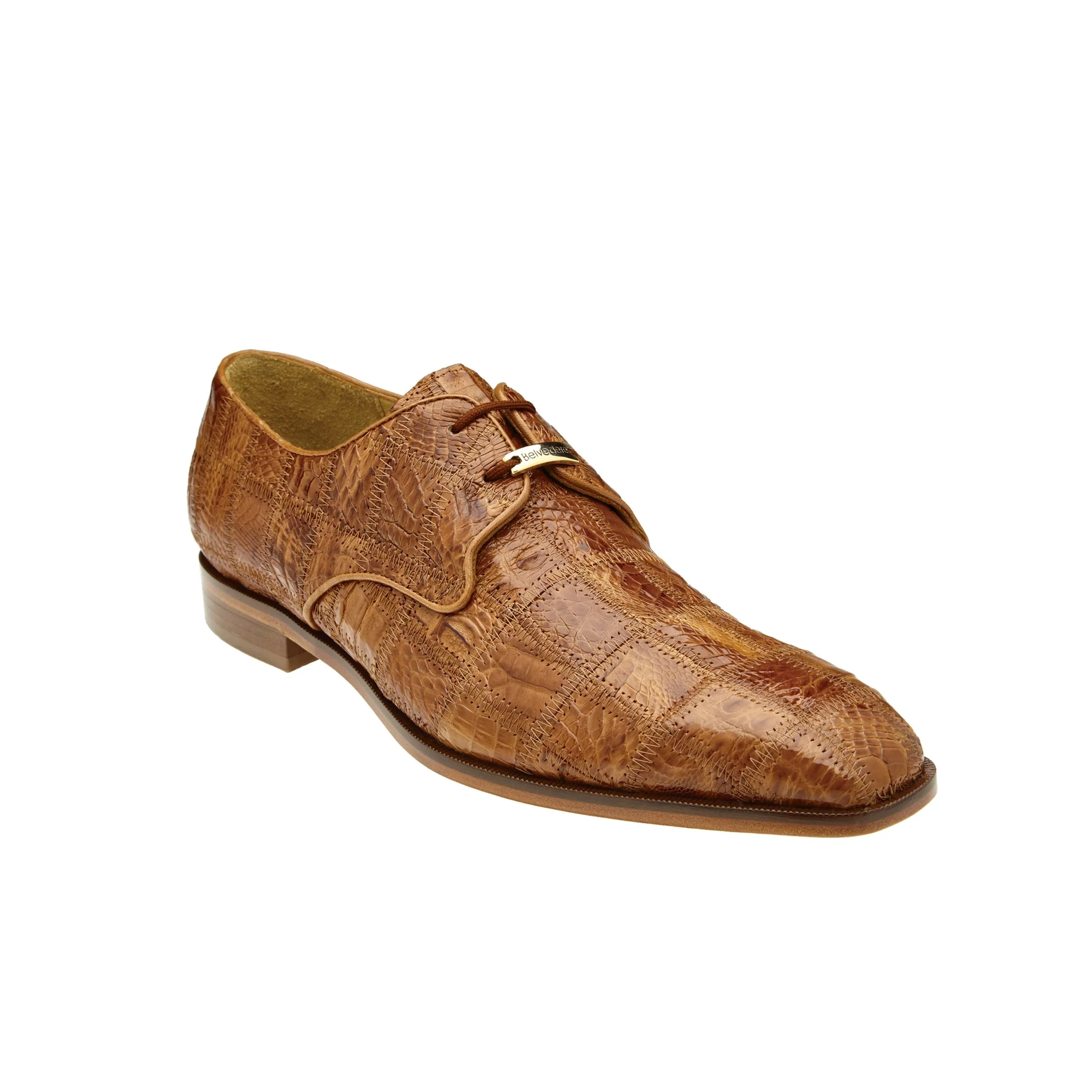 Belvedere Sabato Crocodile Patchwork Oxford in Honey Tan - Image 3