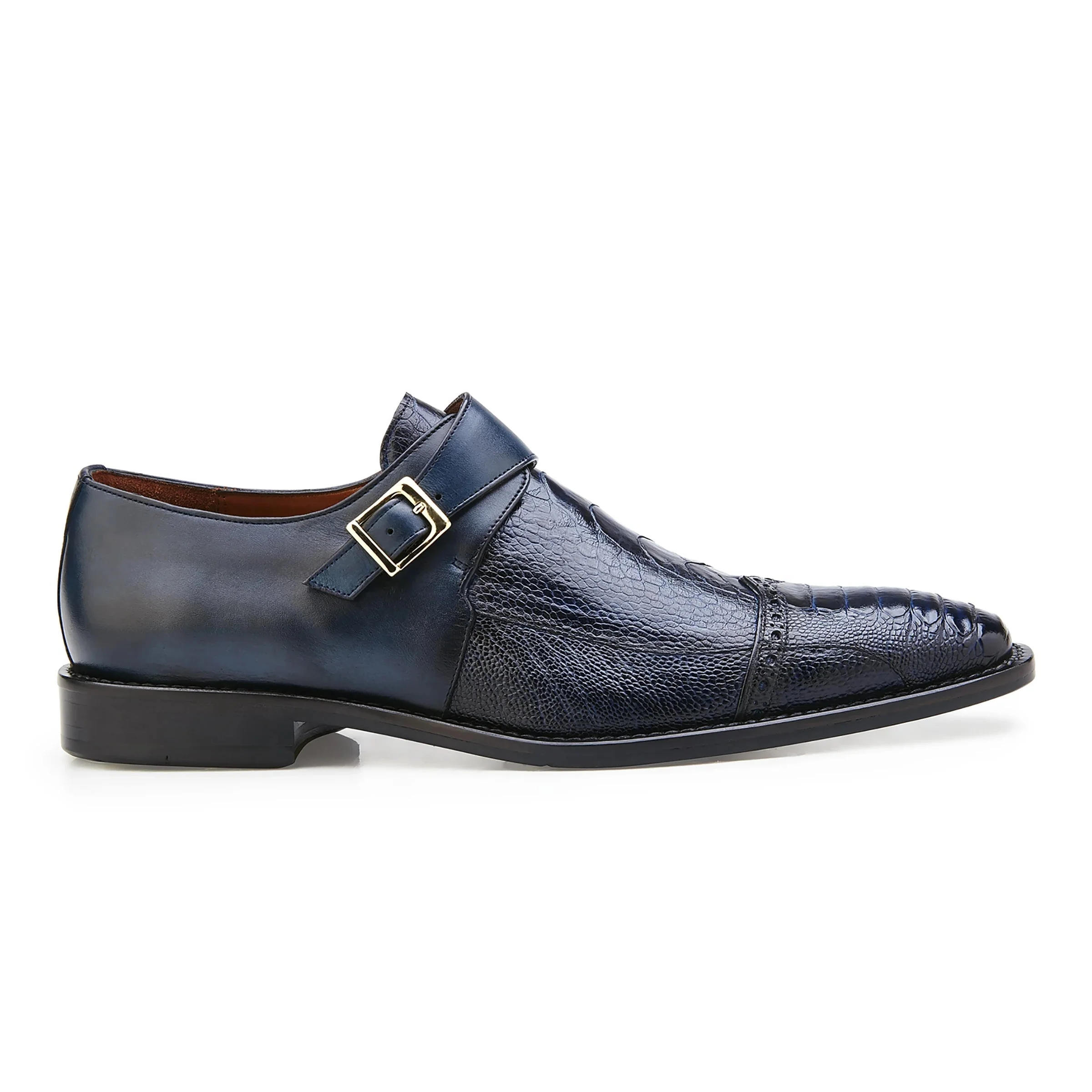 Belvedere Salinas Ostrich Monk Strap Shoe in Tan for Men - Image 3