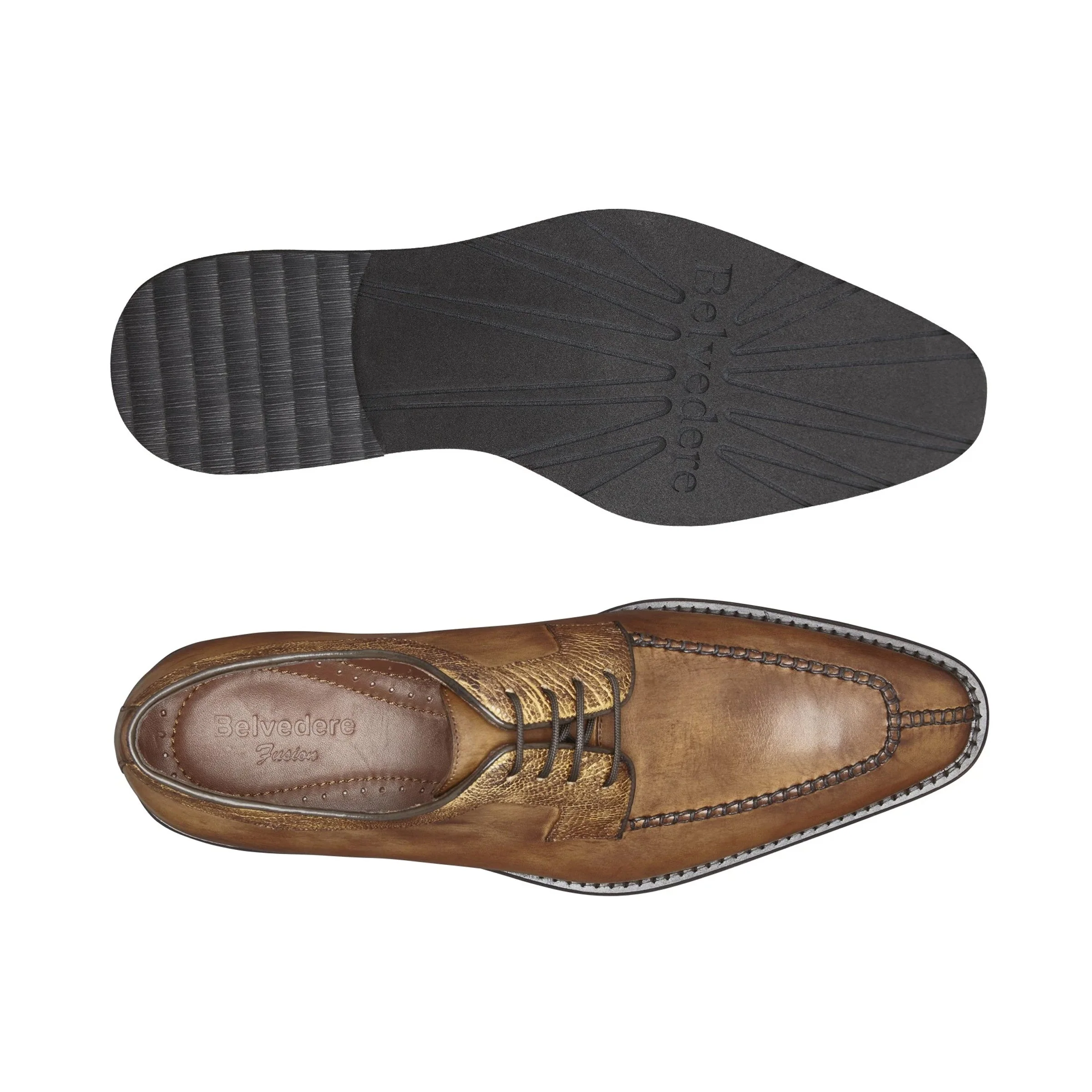 Belvedere Samuel Calf & Ostrich Split Toe Dress Shoe – Blue - Image 4