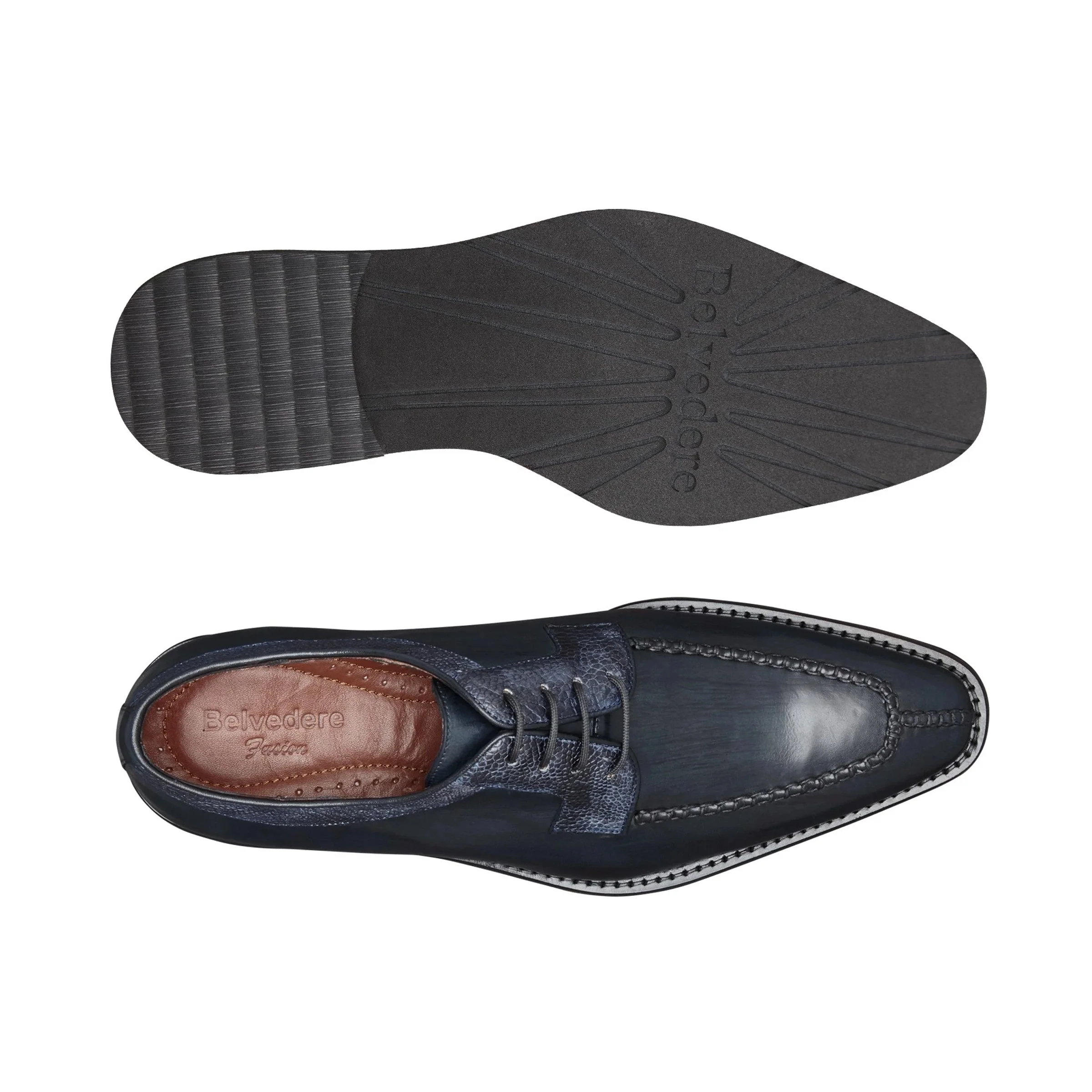 Belvedere Samuel Split Toe Calf & Ostrich Dress Shoe – Burgundy - Image 6