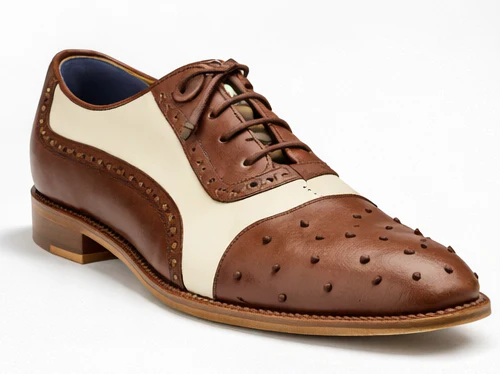 Belvedere Sesto Italian Calf & Ostrich Quill Wingtip in Brown & White - Image 4